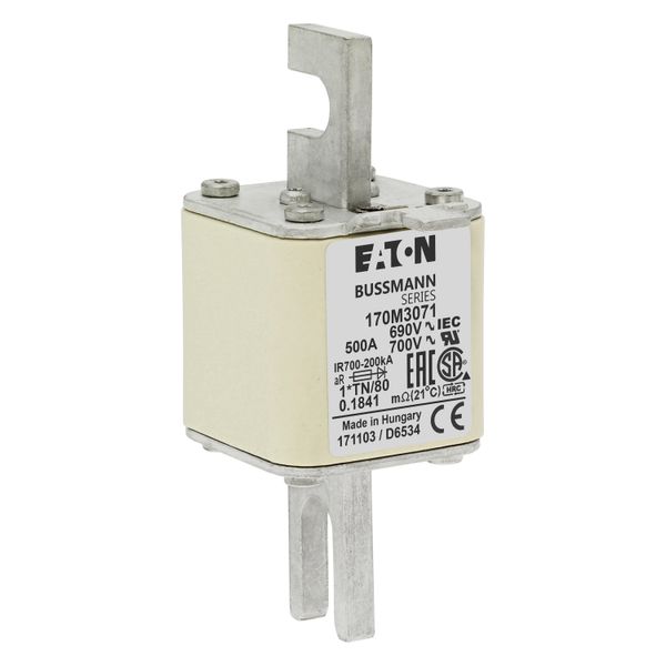 Fuse-link, high speed, 500 A, AC 690 V, compact DIN 1, 45 x 58 x 104 mm, aR, DIN, IEC, single indicator image 16