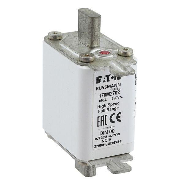 Fuse-link, high speed, 160 A, AC 690 V, DIN 00, 30 x 60 x 79 mm, gR, DIN, IEC, single indicator image 19