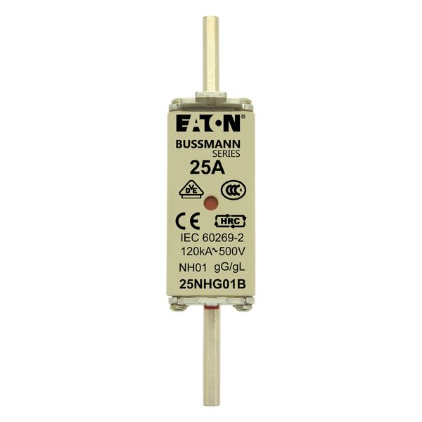 Fuse-link, LV, 25 A, AC 500 V, NH01, gL/gG, IEC, dual indicator, live gripping lugs image 13