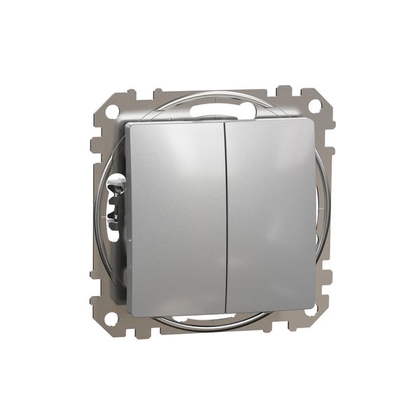 Sedna Design & Elements, double 2-way switch 10AX, professional, aluminium image 4
