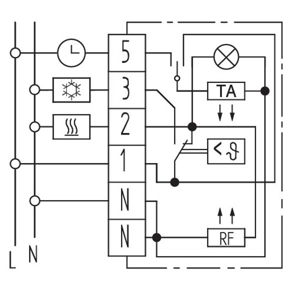 Room controller, 5-30C, AC 230V, 1 changeover contact, heating: 10 mA ... 10 (4) A, cooling: 10 mA ... 5 (2) A image 4