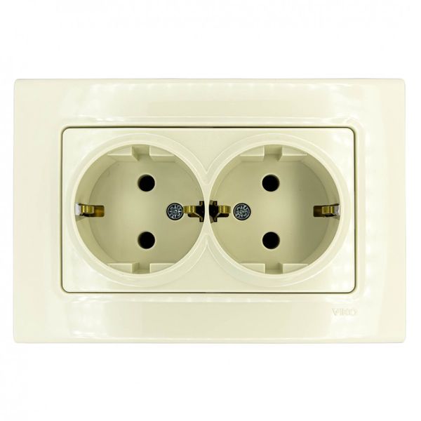 Linnera-Rollina Two Gang Earthed Socket Beige image 1