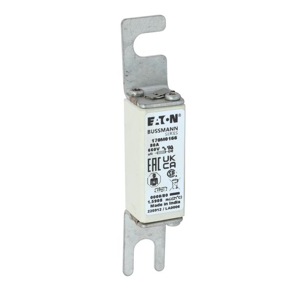 Fuse-link, high speed, 80 A, AC 660 V, size 0000, 18 x 19 x 100 mm, aR, UL, visual indicator image 10