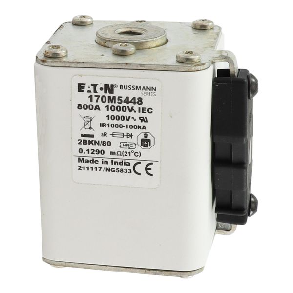 Fuse-link, high speed, 800 A, AC 1000 V, size 2, 61 x 77 x 81 mm, aR, IEC, UL, single indicator image 5