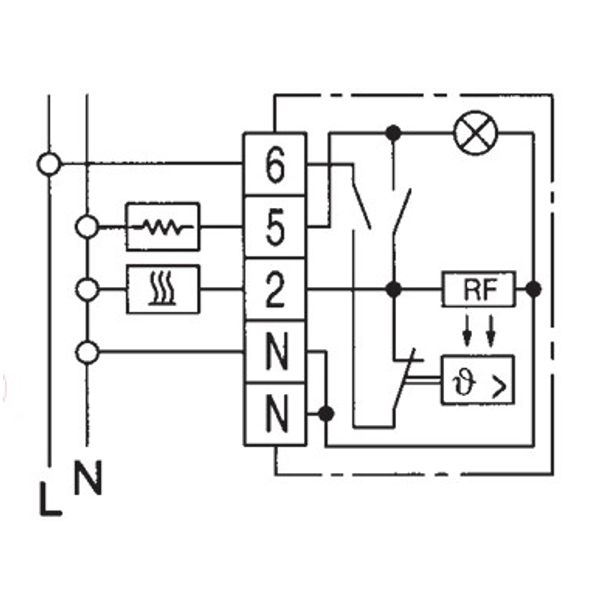 Room controller, 5-30C, AC 230V, 1NC, 10 A, on/off and additional heat. including lamp image 3