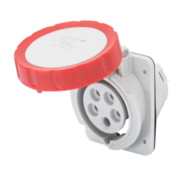 10° ANGLED FLUSH-MOUNTING SOCKET-OUTLET HP - IP66/IP67 - 3P+N+E 32A 380V/440V 50HZ/60HZ - RED - 3H - SCREW WIRING image 1