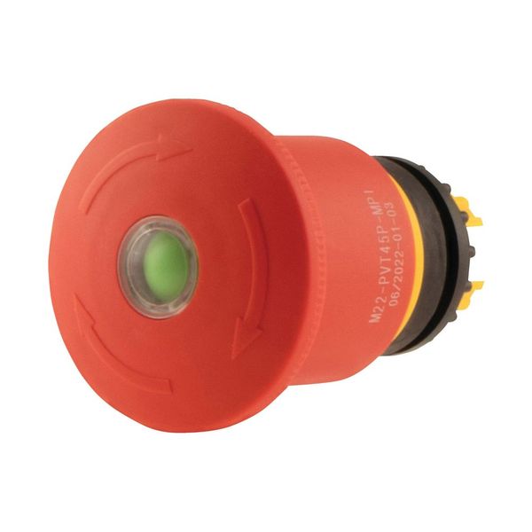 Emergency stop/emergency switching off pushbutton, RMQ-Titan, Palm-tree shape, 45 mm, Non-illuminated, Turn-to-release function, Red, yellow, RAL 3000 image 8