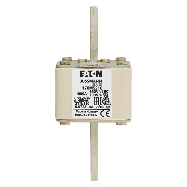 Fuse-link, high speed, 1000 A, AC 690 V, DIN 2, 61 x 75 x 138 mm, aR, DIN, IEC, single indicator image 15