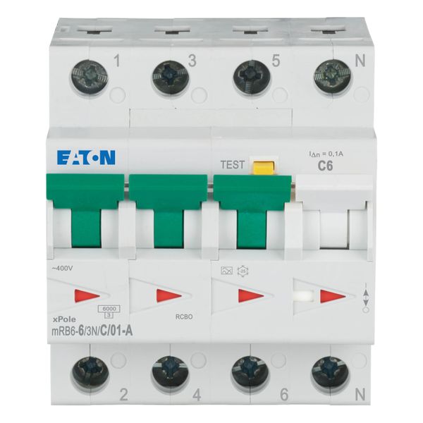 RCD/MCB combination, 6 A, 100 mA, MCB trip characteristic: C, 3p+N, RCD trip characteristic: A image 10