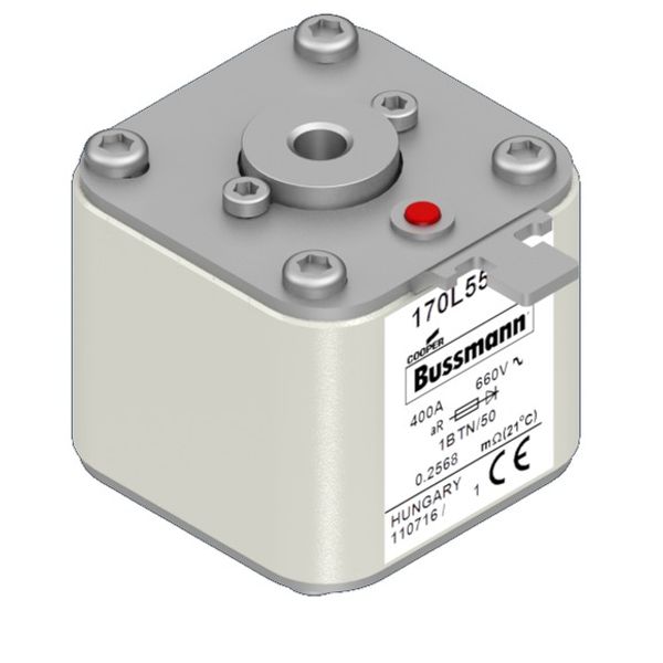 Fuse-link, high speed, 400 A, AC 660 V, Size 1, 53 x 53 x 51 mm, aR, IEC, single indicator image 3