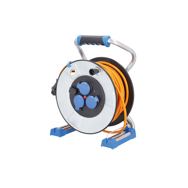 „IronCoat“ Xperts cable metal reel 285mmO, 40m H07BQ-F 3G1,5 orange, 3 sockets 230V/16A image 1