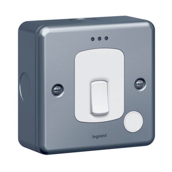 Synergy 20A Double Pole Control Switch with Cord Outlet and LED Power Indicator Metalclad image 1