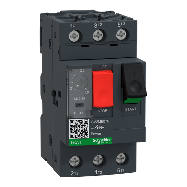 Motor circuit breaker, TeSys GV2, 3P, 1.6-2.5 A, thermal magnetic, lugs terminals image 1