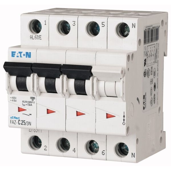 Miniature circuit breaker (MCB), 20 A, 3p+N, characteristic: D image 1