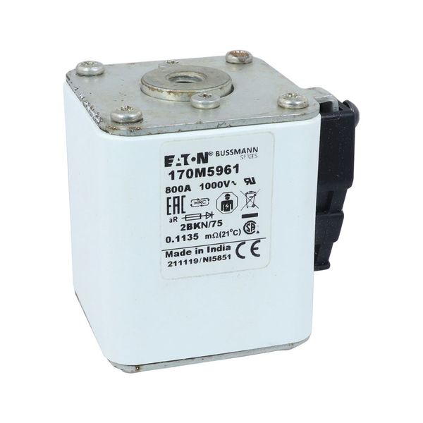 Fuse-link, high speed, 800 A, AC 1000 V, size 2, 59 x 77 x 75 mm, aR, IEC, UL, single indicator image 19