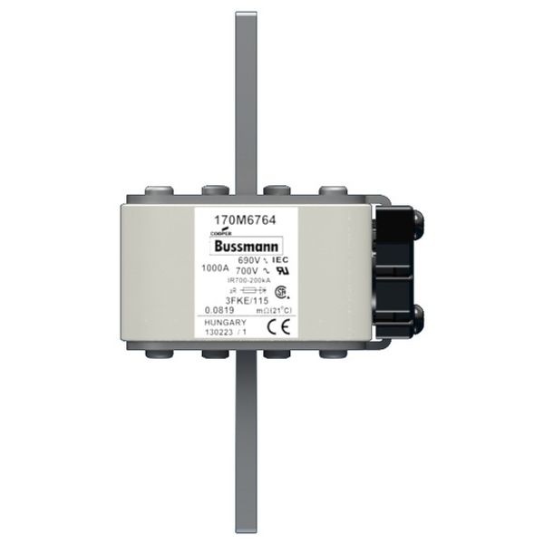 Fuse-link, high speed, 1000 A, AC 690 V, size 3, 76 x 92 x 139 mm, aR, IEC, UL, single indicator image 1