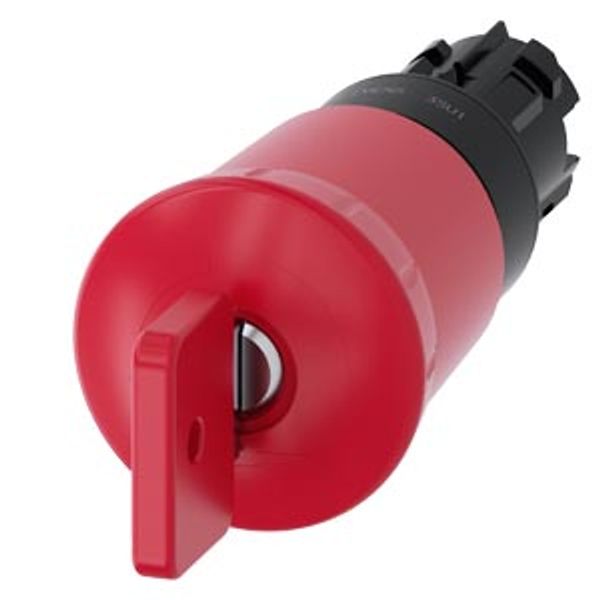 EMERGENCY STOP mushroom pushbutton, 22 mm, round, plastic, red, 40 mm, 3SU1000-1HQ20-0AA0-Z X90 image 1