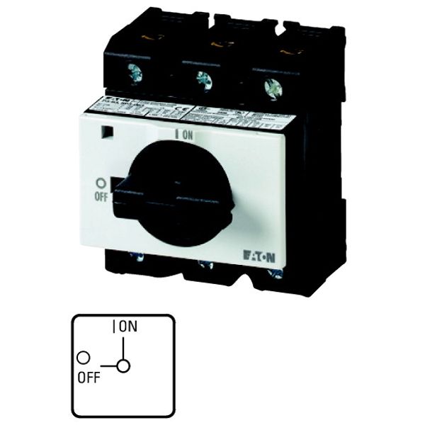 On-Off switch, P3, 63 A, service distribution board mounting, 3 pole + N, with black thumb grip and front plate, Lockable in the 0 (Off) position image 1