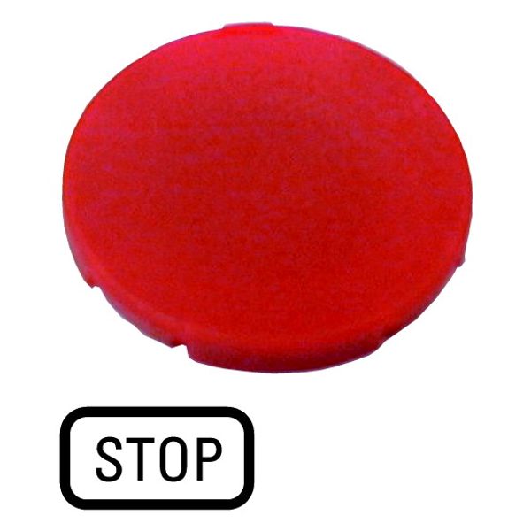 Button plate, flat red, STOP image 1