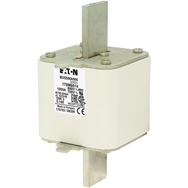 Fuse-link, high speed, 2500 A, AC 1100 V, 2 x size 3, 74 x 52 x 167 mm, aR, IEC, single indicator image 1