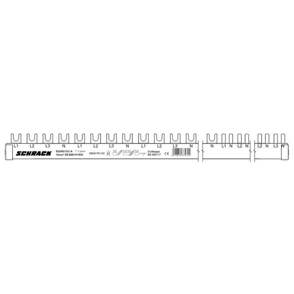 Busbar, 1xRCCB 4-pole, 3xMCB 4-pole, 12 x MCB 1+N/1 MW, 28MW image 1