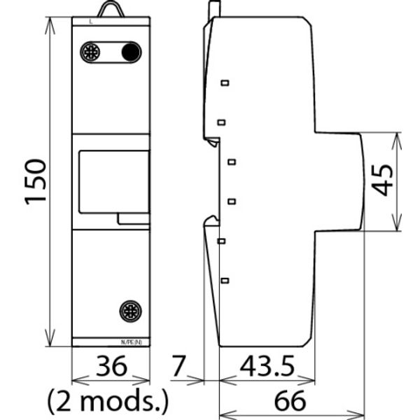 Combined arrester Type 1 + Type 2 DEHNvenCI 1-pole 255V a.c. with back image 2