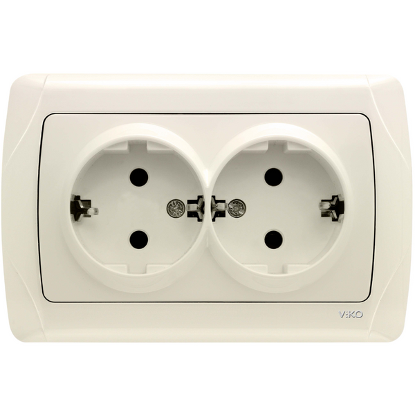 Carmen Beige Two Gang Earthed Socket image 1