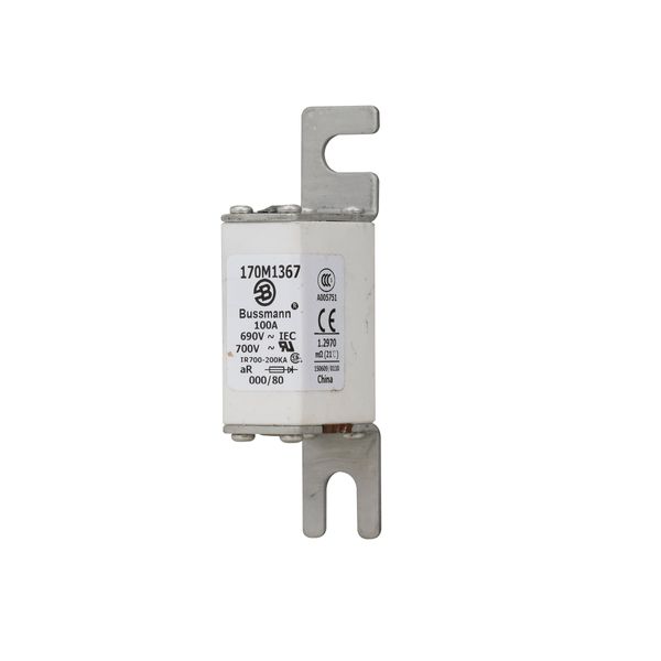 Fuse-link, high speed, 100 A, AC 690 V, DIN 000, 21 x 40 x 100 mm, aR, DIN, IEC, single indicator image 6