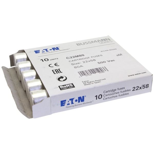 Fuse-link, LV, 80 A, AC 500 V, 22 x 58 mm, aM, IEC image 1