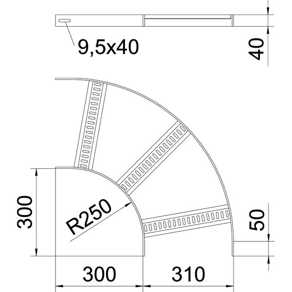 SLB 90 62 300 SG 90° bend with trapezoidal rung B310mm image 2