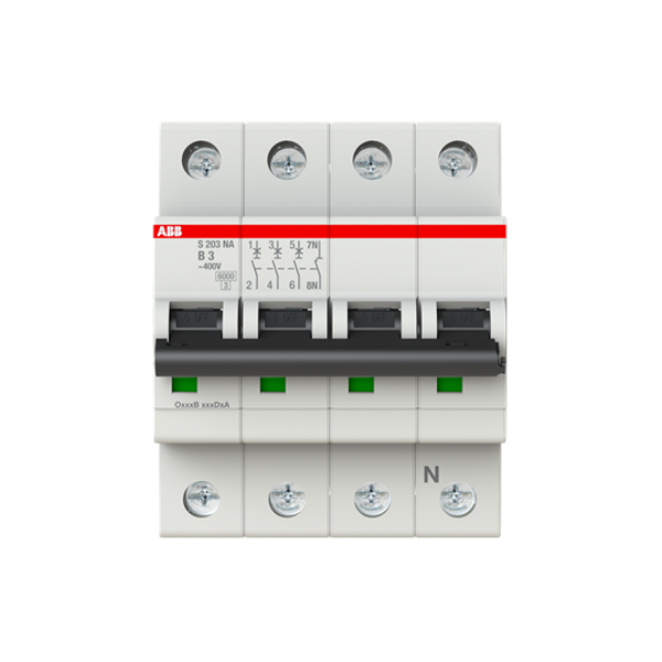 S203-D4NA Miniature Circuit Breaker - 3+NP - D - 4 A image 3