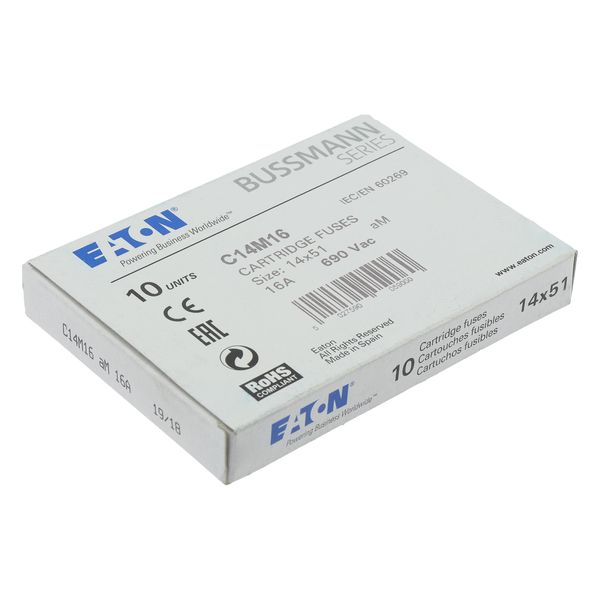 Fuse-link, LV, 16 A, AC 690 V, 14 x 51 mm, aM, IEC image 12