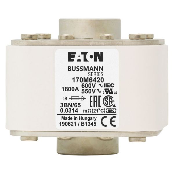 Fuse-link, high speed, 1800 A, AC 600 V, size 3, 76 x 92 x 53 mm, aR, IEC, UL, single indicator image 21