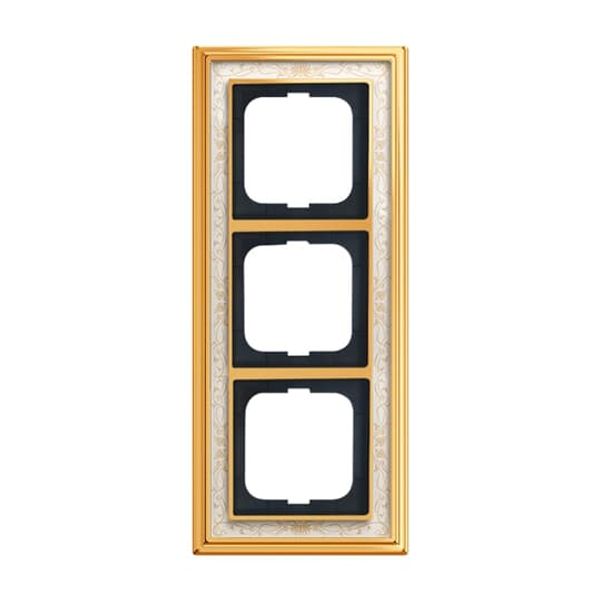 1724-836 Cover Frame Busch-dynasty® polished brass decor ivory white image 2