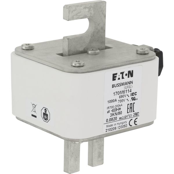 Fuse-link, high speed, 1000 A, AC 690 V, DIN 3, 76 x 92 x 109 mm, aR, DIN, IEC, single indicator image 18