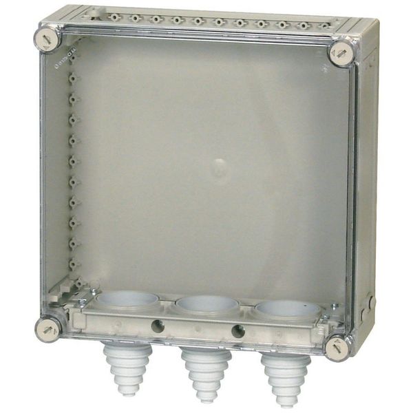 Panel enclosure, with gland plate and cable glands, HxWxD=375x375x150mm image 2