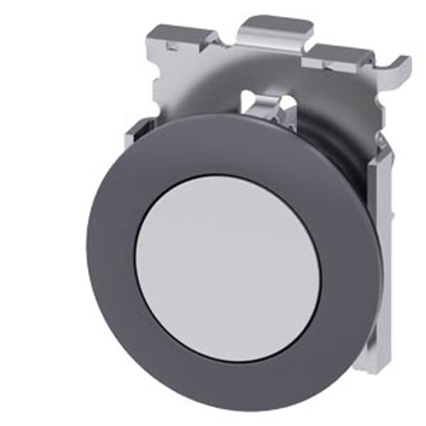 Pushbutton, 30 mm, round, Metal, matte, white, front ring for flush installation,  3SU1060-0JA60-0AA0-Z Y12 image 2