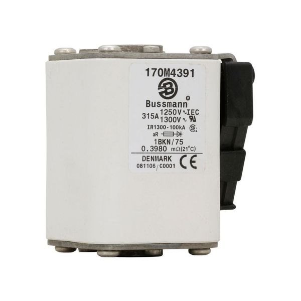 Fuse-link, high speed, 315 A, AC 1250 V, size 1, 53 x 69 x 74 mm, aR, IEC, UL, single indicator image 11