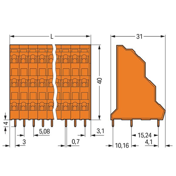 Triple-deck PCB terminal block 2.5 mm² Pin spacing 5.08 mm orange image 3