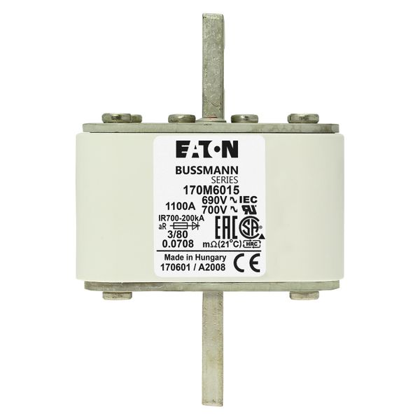 Fuse-link, high speed, 1100 A, AC 690 V, DIN 3, 76 x 76 x 109 mm, aR, DIN, IEC, single indicator image 17