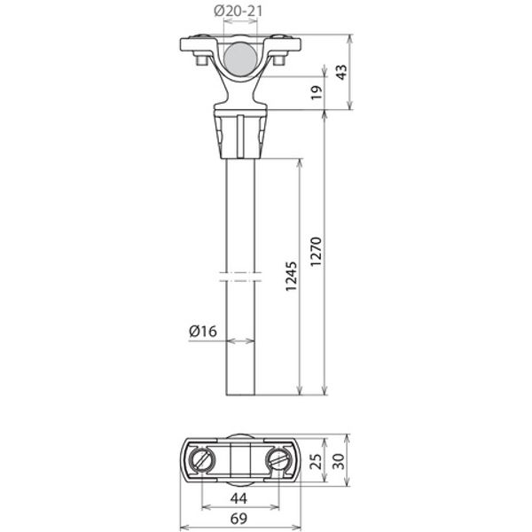 Spacer PA/GRP  L 1270mm grey w. conductor holder D 20mm f. HVI image 2