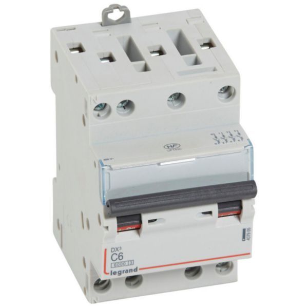 DX³6000 10kA high inlet and low outlet screw circuit breaker 4P 400V~ - 6A - curve C - for optimized HX³ comb image 1