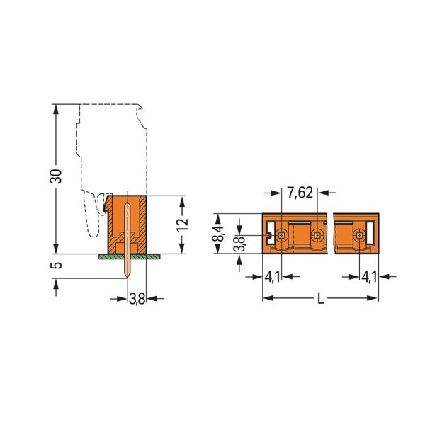 THT male header 1.0 x 1.0 mm solder pin straight orange image 3