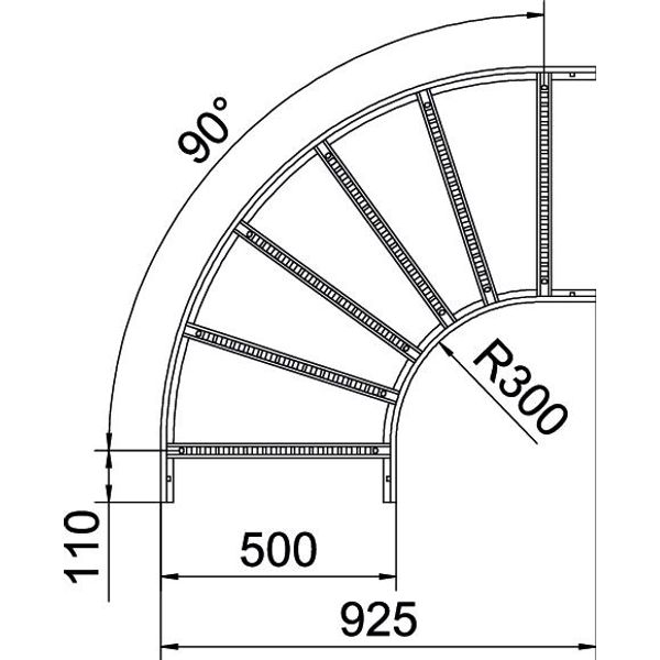 LB 90 650 R3 A4 90° bend for cable ladder 60x500 image 2