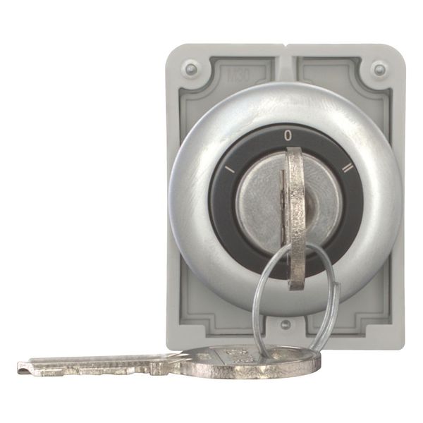 Key-operated actuator, Flat Front, maintained, 3 positions, Ronis 455, Key withdrawable: I, 0, II, Metal bezel image 9