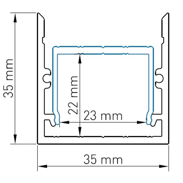 Aluminium insert CL L-2000mm W-26,8mm H-20,8mm image 3