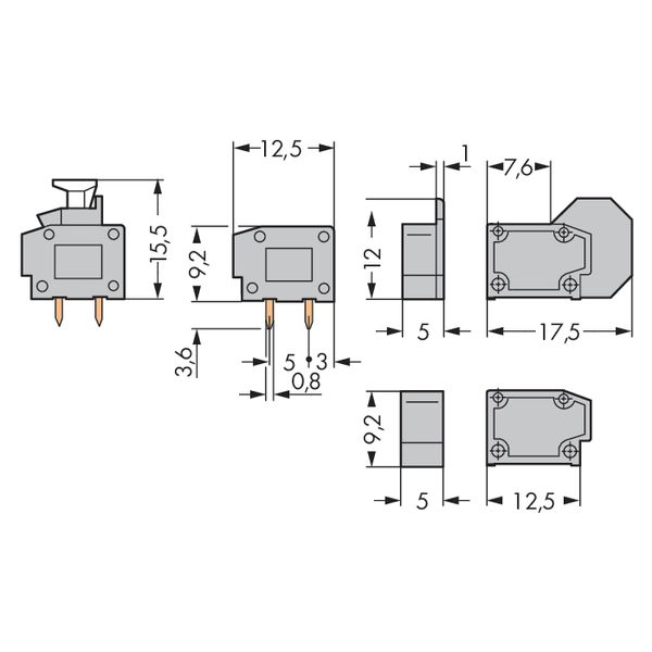 Stackable 2-conductor PCB terminal block 0.75 mm² Pin spacing 5/5.08 m image 5