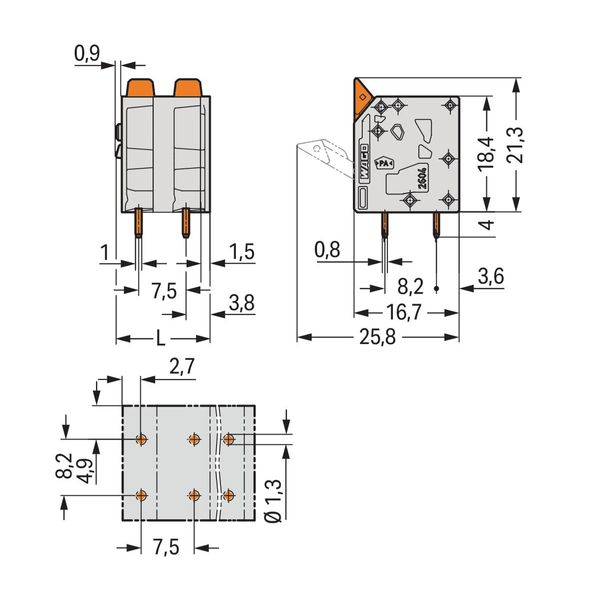 PCB terminal block lever 4 mm² gray image 3