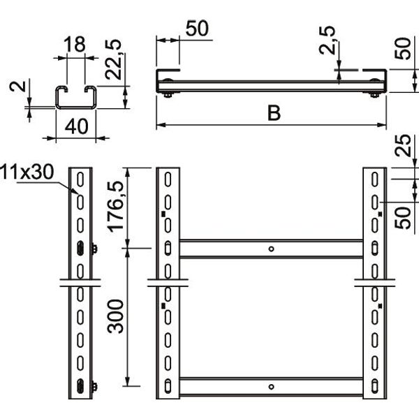 SLM50C40F 50 FT Vertical ladder rung distance 300 mm 500x3000mm image 2