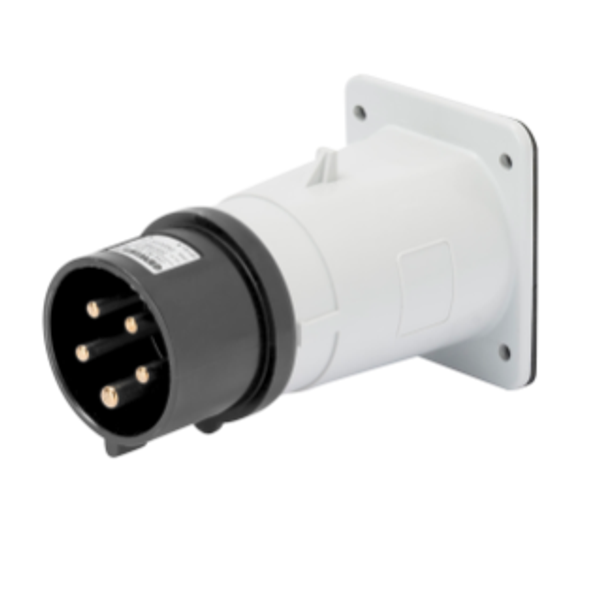 STRAIGHT FLUSH MOUNTING INLET - IP44 - 3P+N+E 32A 480-500V 50/60HZ - BLACK - 7H - SCREW WIRING image 1